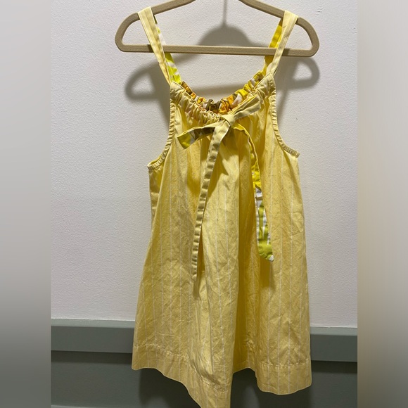 Pink chicken yellow dress with white stripes, 4T - Picture 2 of 4